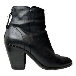Frye Cameron Black Leather Back Zip Ankle  Booties